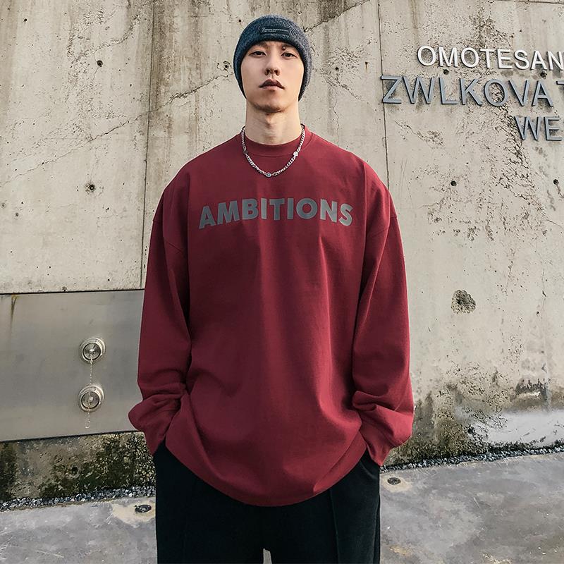 HAMB原创 2024秋冬美式重磅棉300克oversizeT恤男圆领宽松潮字母