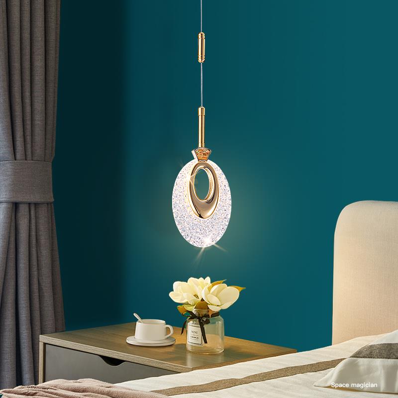 床头吊灯现代简约轻奢主卧室网红创意设计师款小吊线灯自由升降