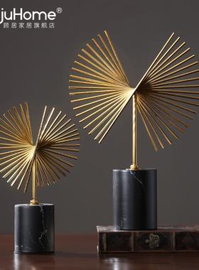 欧式轻奢客厅家居装饰品样板间书房酒柜玄关电视柜工艺金属摆件