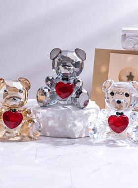 暴力熊轻奢水晶摆件桌面客厅玄关电视柜酒柜简约家居装饰生日礼物