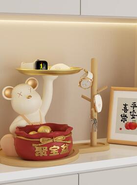 进门口暴力熊放钥匙收纳摆件玄关聚宝盆客厅置物架装饰品乔迁礼物