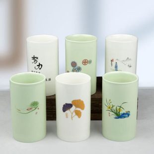 厂促毛笔笔筒大号陶瓷复古学生桌面毛笔收纳盒大容量文房四书法用