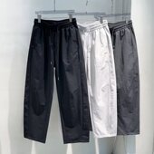 男士 子痞帅青年凉感透气弯刀裤 夏季 潮牌宽松阔腿直筒裤 薄款 休闲裤