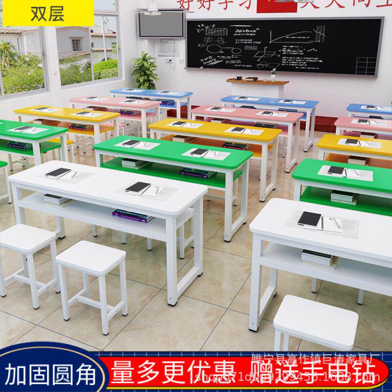 新双款特价长条训补习桌单人培010桌学习桌中小学生导班组课桌椅