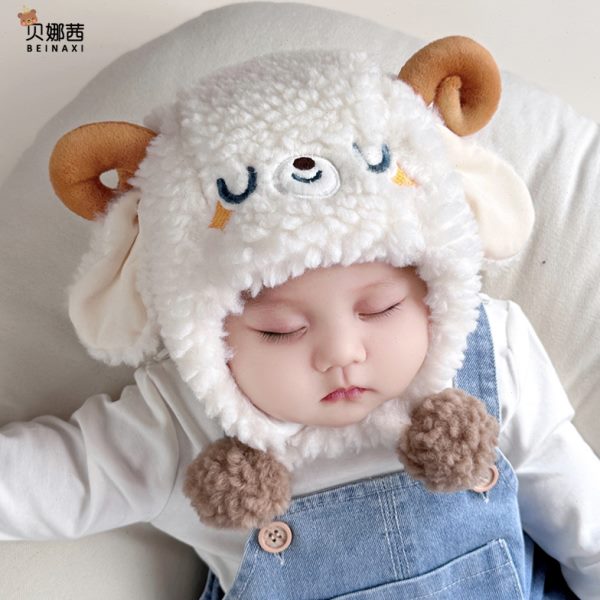 男宝宝帽子护婴幼儿毛绒保暖耳可爱秋冬款帽婴儿帽子b防风冬洋派