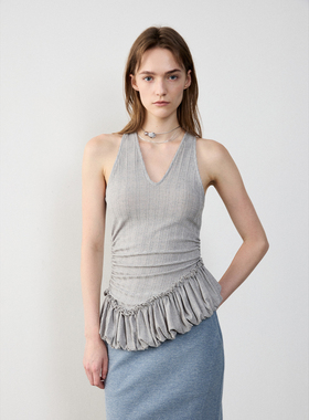 in modo diverso原创小众设计不对称花苞下摆造型感背心