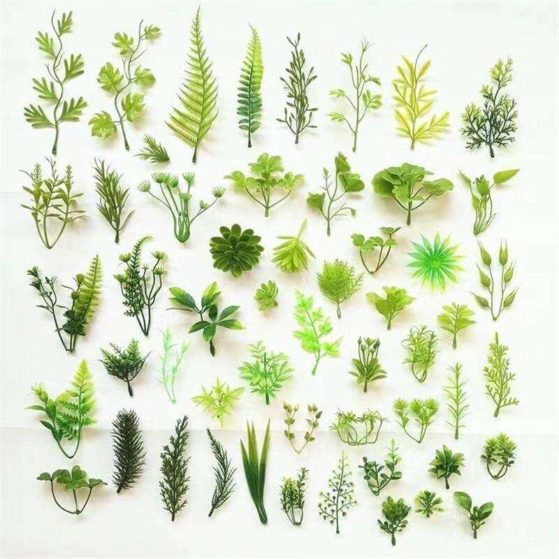 手工花束塑料水草仿真草仿真花蛋糕绿植装饰摆盘叶子假草绿叶酒店