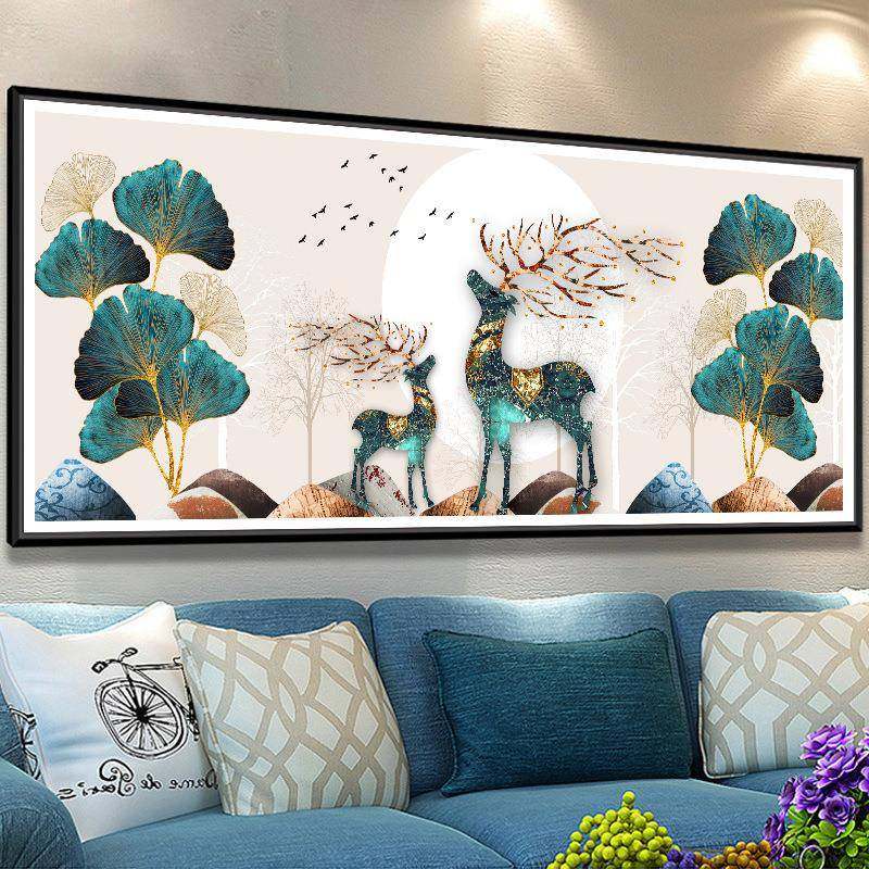 2025新款十字绣客厅线绣发财鹿简约现代欧式满绣手工自己大幅大气,居家布艺,钻石绣,淘宝优惠券,粉丝福利购,淘宝优惠卷