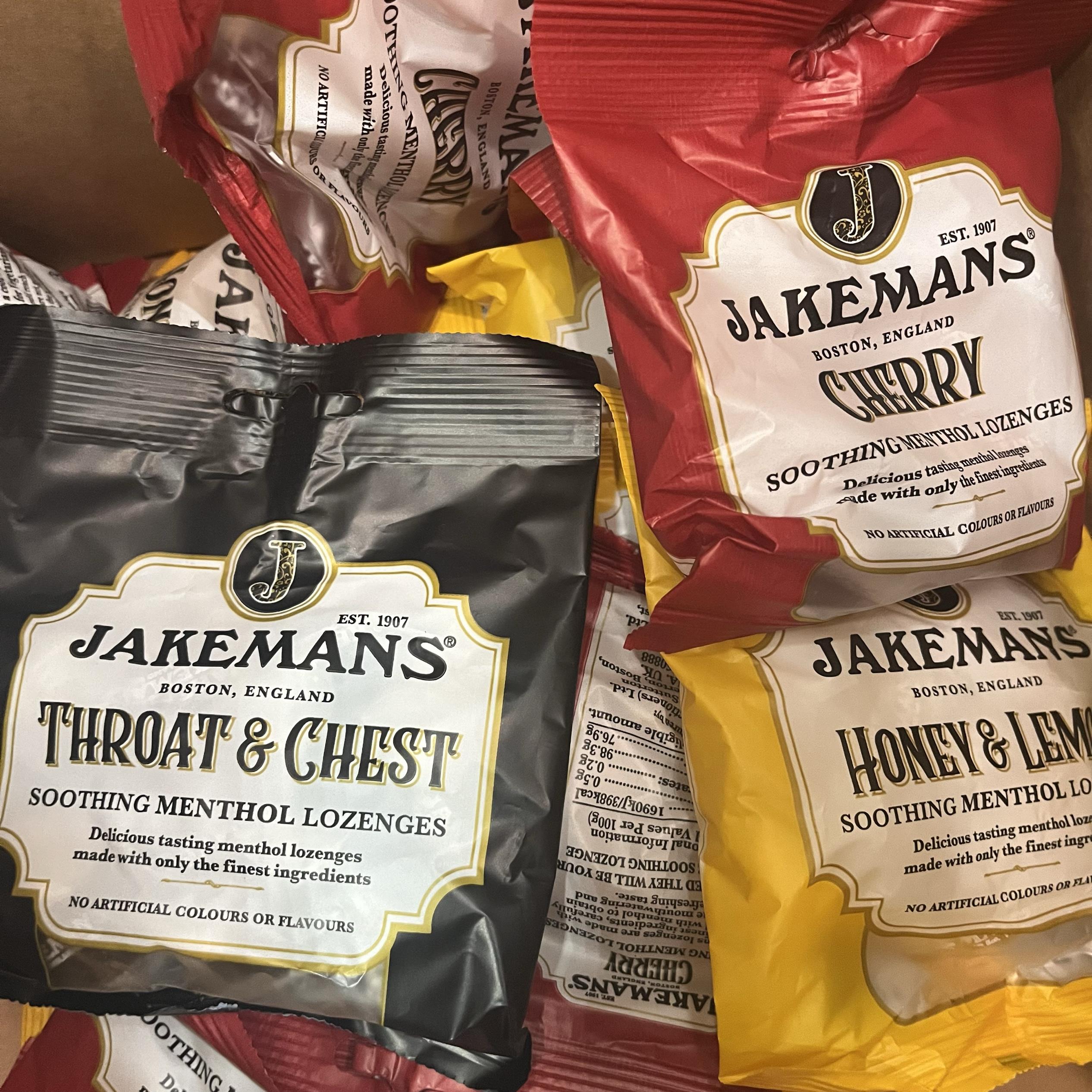 现货 英国JAKEMANS枫糖润喉护嗓糖柠檬蜂蜜薄荷桉叶车厘子73g