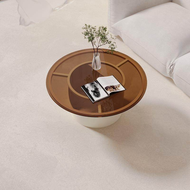 茶色钢化玻璃茶几客厅家用圆形小户型小桌子现代简约玻璃面小型,住宅家具,茶几,淘宝优惠券,粉丝福利购,淘宝优惠卷