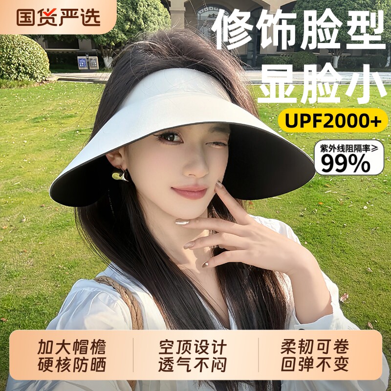 防晒帽遮阳防紫外线夏季加大帽檐空顶太阳帽无痕一体可折叠骑行图片