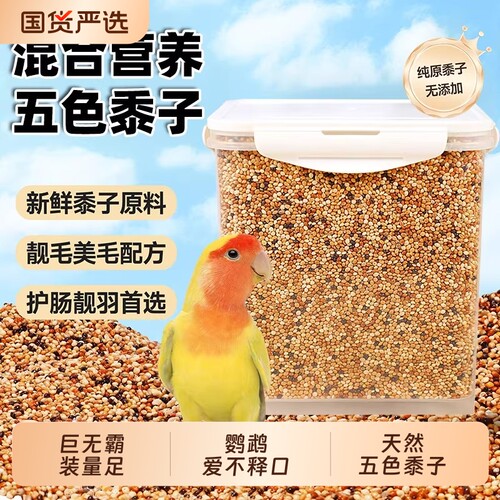 鹦鹉鸟粮饲料虎皮玄凤牡丹鸟食带壳黄谷子五色黍子小米混合专用粮