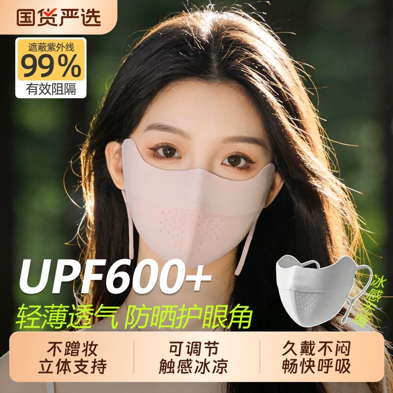 防晒口罩女防紫外线高颜值2026新款夏季薄款全脸遮阳冰丝透气面罩图片