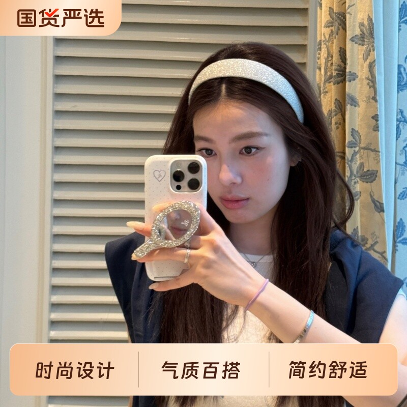 韩版缎面宽边发箍女2026新款颅顶发卡高级感头箍头饰银色白色黑色