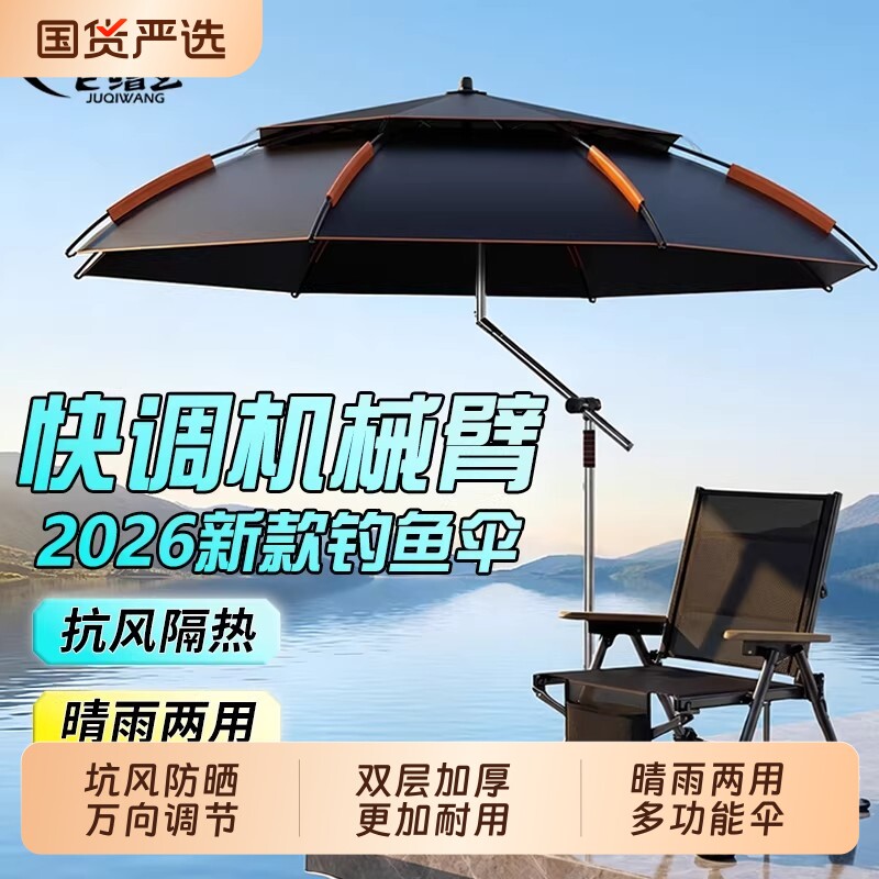 钓鱼伞大钓伞防雨防晒垂钓户外钓伞钓鱼防风专用伞拐杖万向钓鱼伞