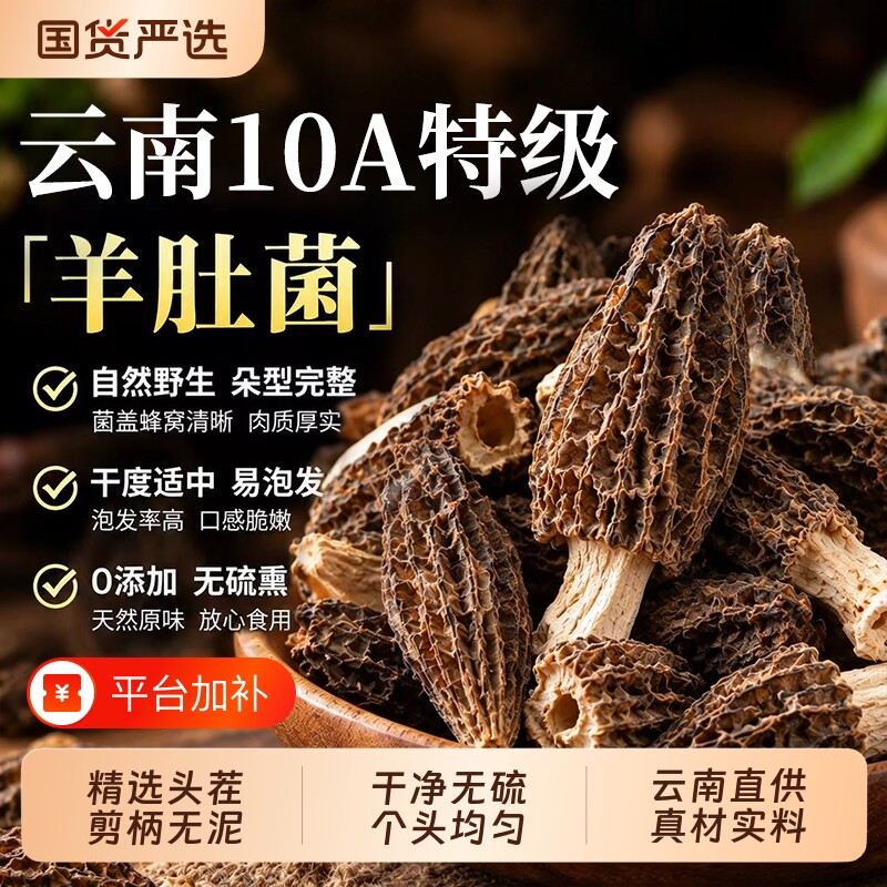 新鲜头茬菌菇羊肚菌干货云南煲汤炖鸡美食材浓郁包邮美味国货无硫