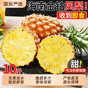 海南金钻凤梨新鲜水果树上熟芒果香水菠萝大果无眼整箱包邮9热带