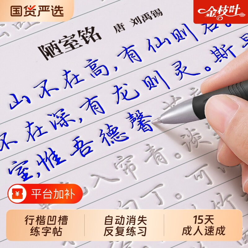 15天练行楷字帖成人练字凹槽反复使用行书钢笔专用练习成年速成练字帖大人练字本行草控笔训练硬笔书法临摹连笔字古诗词基础自动