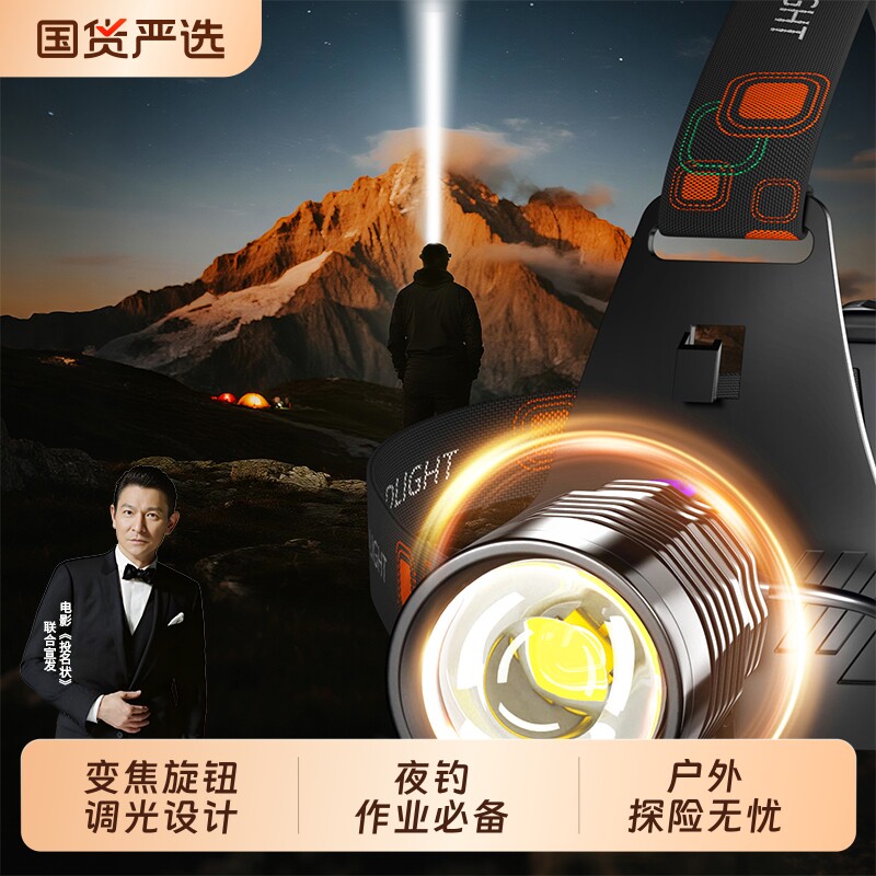 头灯2026新款强光充电头戴式赶海电筒超长续航钓鱼专用超亮照明灯