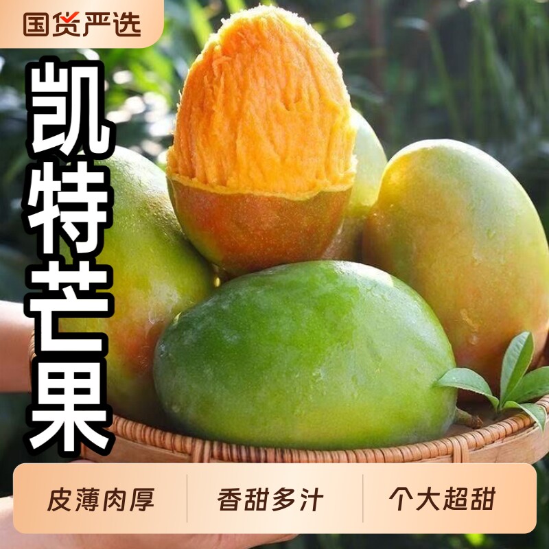 攀枝花正宗凯特芒果当季水果青皮超甜大芒果皮薄整箱发货果肉超大