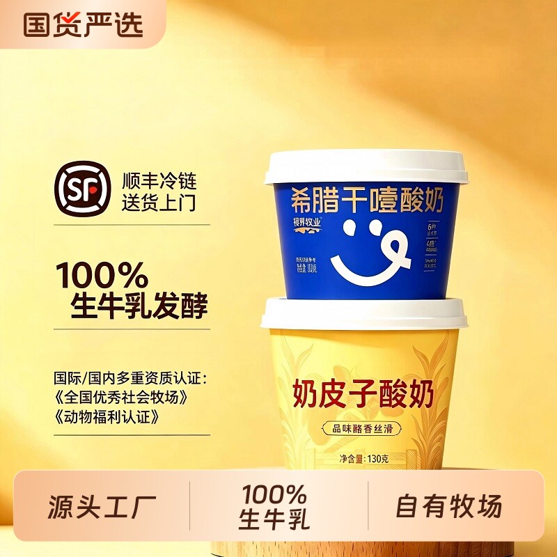 冷链奶皮子酸奶北京特产希腊干噎网红小吃原味发酵乳酸菌视界牧业										