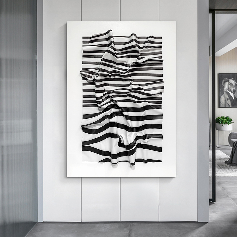 手工立体实物装置画客厅玄关背景墙现代北欧风装饰画皮革艺术挂画