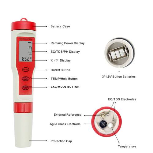 四合一多功能水质检测笔 pH/TDS/EC/TEMP PH计 PH测试仪 测试笔
