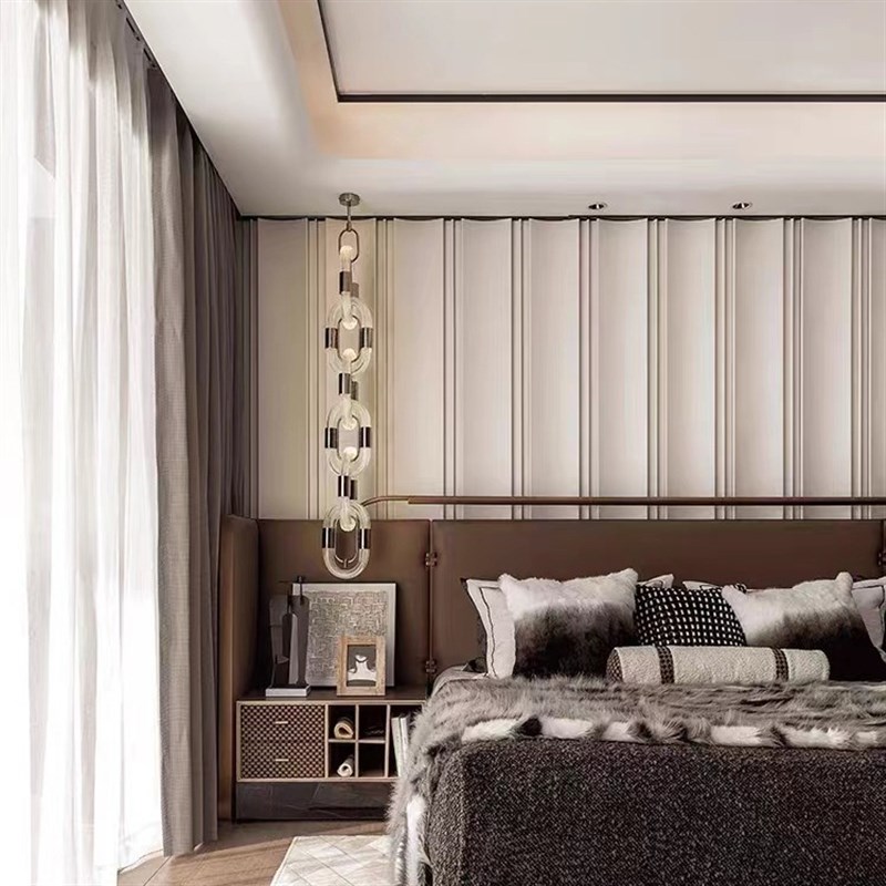 卧室床头吊灯轻奢现代简约高级感设计师款楼梯长灯客厅背景墙吊灯