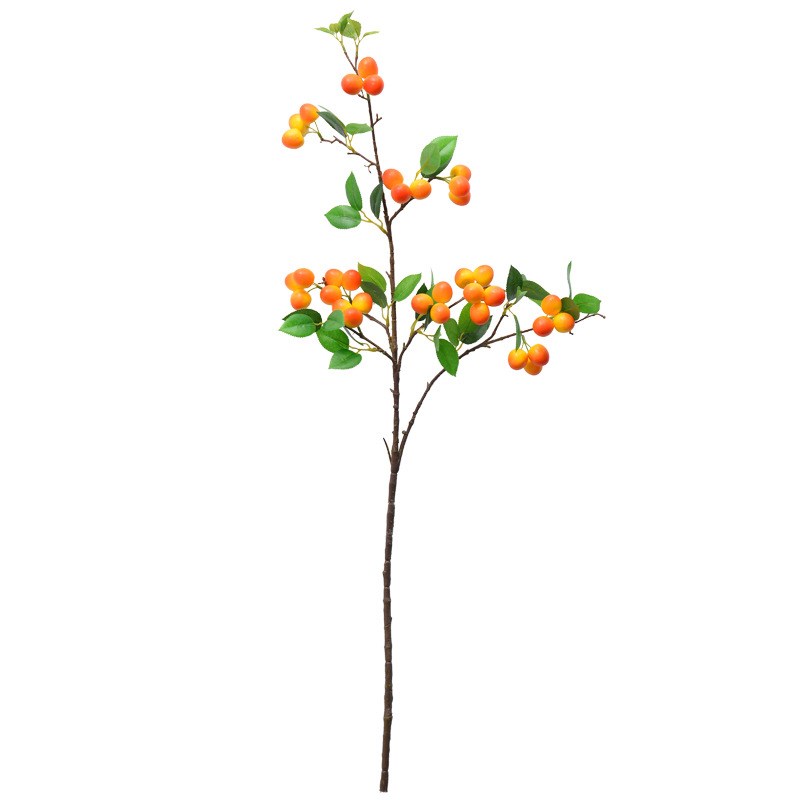 春夏秋冬仿真樱桃果枝 餐桌摆放道具水果枝头仿真果枝红果插枝