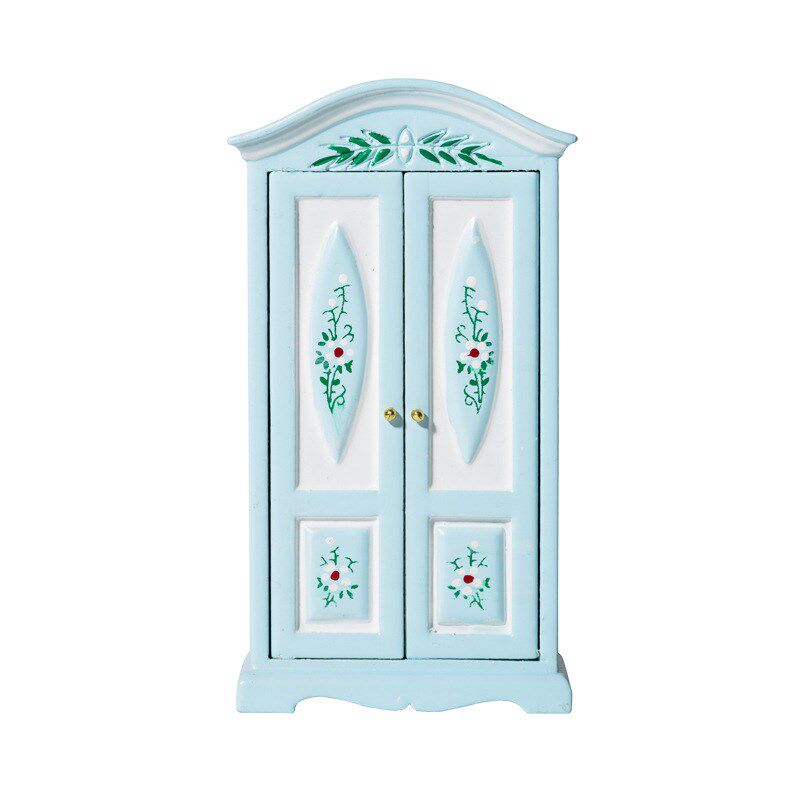 1:12dollhouse娃娃屋迷你模型微缩卧室印花衣柜家具摆件拍摄道具