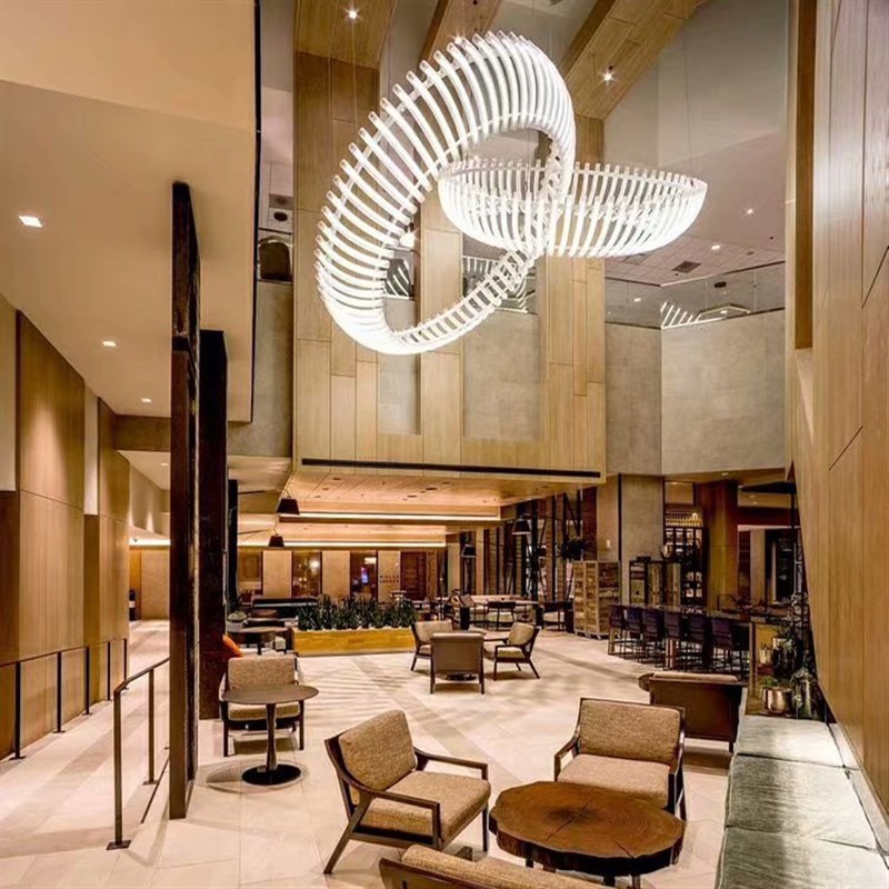 现代简约别墅复式楼客厅餐厅非标定制连环亚克力售楼部大堂装饰灯