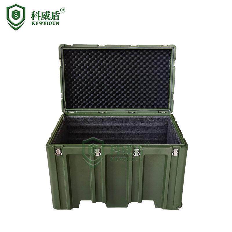 科威盾军绿色滚塑箱106070通用器材装备储备水箱箱三防箱带叉车