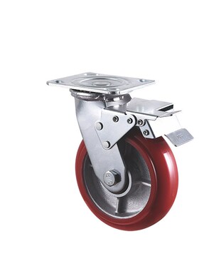 VIMA6寸铁心PU万向轮静音耐磨脚轮8寸500kg高承重双轴承重型脚轮