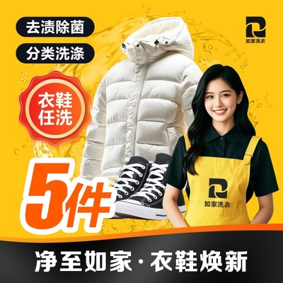 如家干洗衣服上门取件羽绒服冲锋衣清洗服务干洗洗衣洗鞋任洗5件
