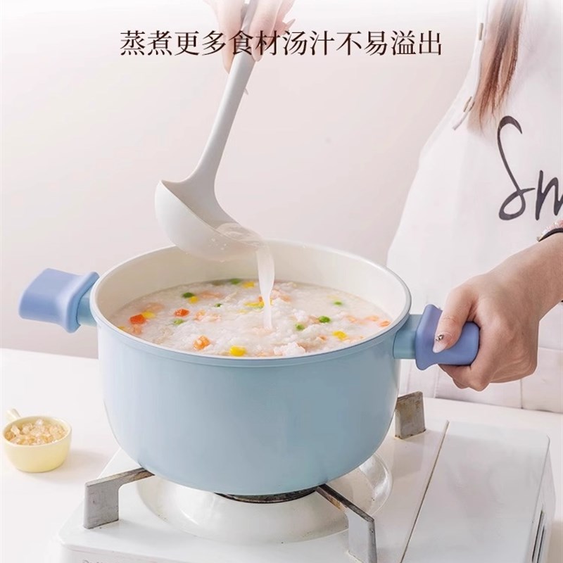 陶瓷家用汤锅双柄蒸煮一体平底蒸锅电磁炉锅炖锅浓粥煲