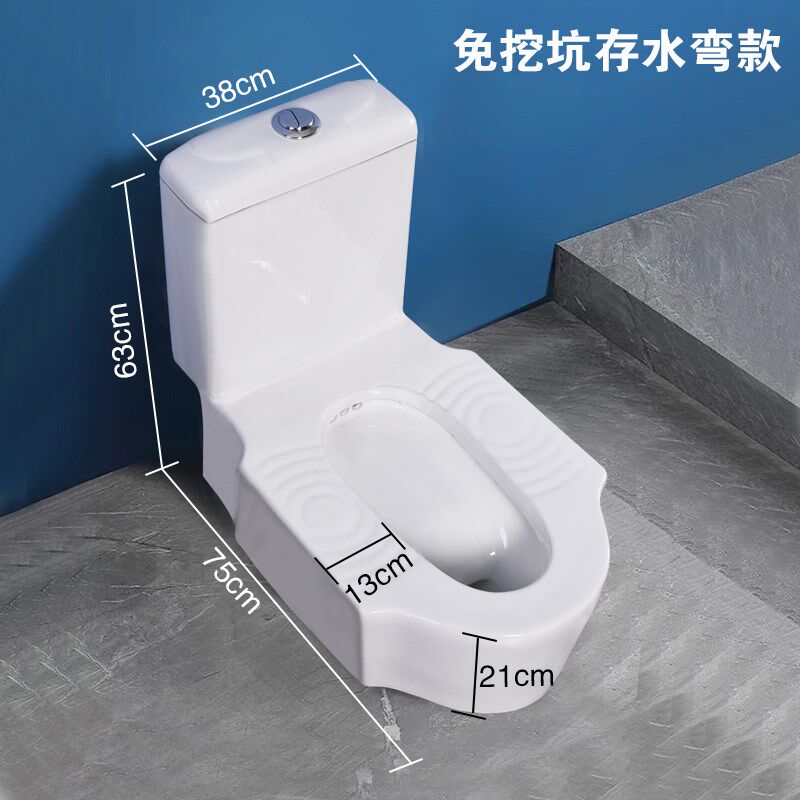 免挖坑不砌台一体陶瓷带水箱自带存水弯台式坐墩一体蹲便器明装