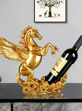 欧式创意双战马红酒架子摆件家用客厅高档时尚现代轻奢酒柜装饰品