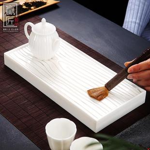 储水双用壶承家用茶托盘 赢匠德化白瓷功夫茶具干泡台简约陶瓷日式