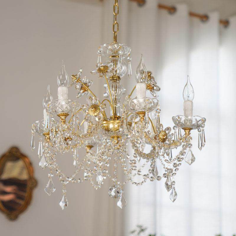 复古法式黄铜水晶田园吊灯全铜卧室客厅餐厅衣帽间梦幻水晶花吊灯,家装灯饰光源,餐厅吊灯,淘宝优惠券,粉丝福利购,淘宝优惠卷