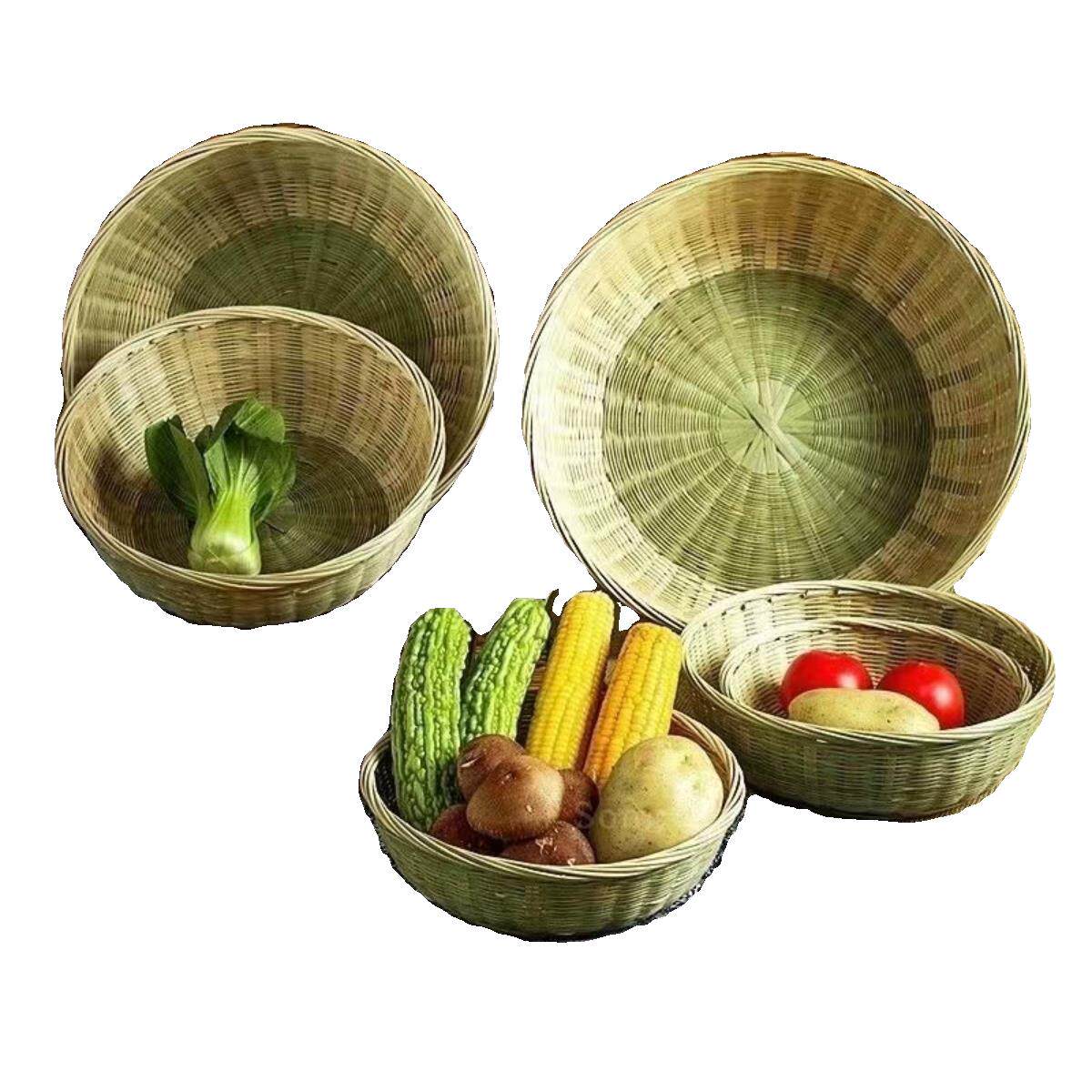 竹编簸萁馒头收纳筐竹制品篮子竹竹编/竹雕