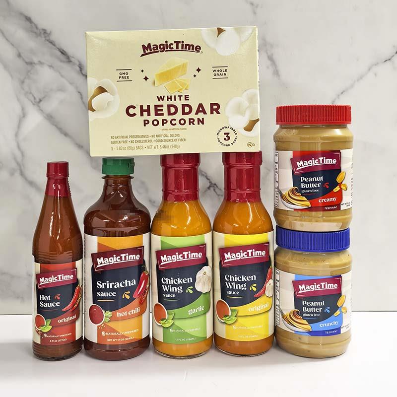 魔法时光是拉差辣椒酱花生酱奶酪切达通心粉Magic Time Sauce