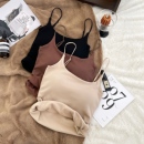 2025新款秋冬季加绒磨毛加厚保暖吊带背心女带胸垫内搭打底上衣