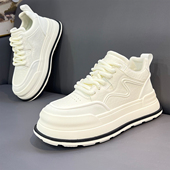 板鞋 2025秋冬新款 加绒保暖增高休闲鞋 厚底男士 小众荔枝纹老爹鞋 子