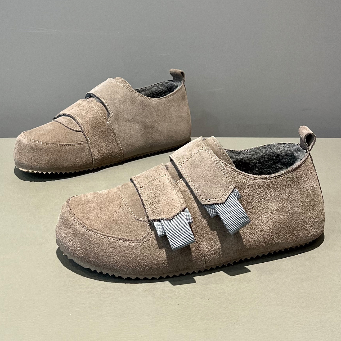 男士反绒皮勃肯鞋魔术贴软底