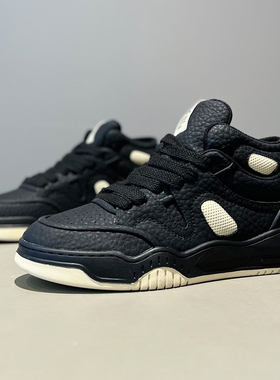 舒适透气板鞋男2026春季新款百搭运动男鞋子潮流皮面高帮休闲板鞋