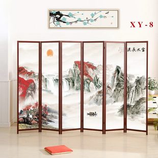 玄关屏风帘可移动遮挡 实木屏风隔断玄关折屏座屏客厅办公室新中式