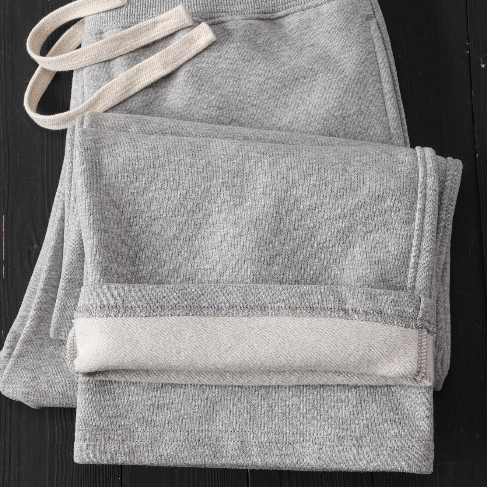 磨毛加厚一体绒松紧腰阔腿九分裤