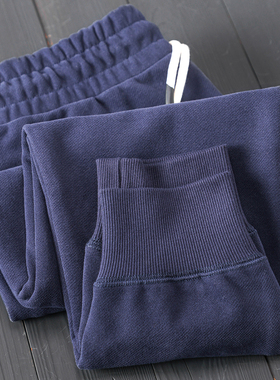 碳素磨毛紧密自发热手抓一体绒 480g藏蓝色螺纹收口保暖厚实卫裤