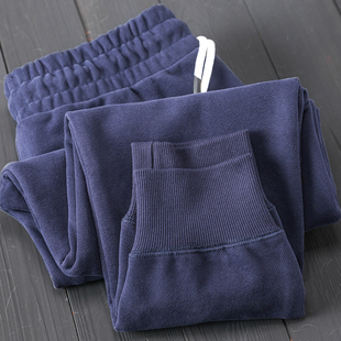 碳素磨毛紧密自发热手抓一体绒 480g藏蓝色螺纹收口保暖厚实卫裤