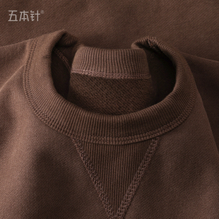 胡桃棕秋冬480g碳素磨毛紧密手抓一体绒宽松圆领简约保暖加绒卫衣
